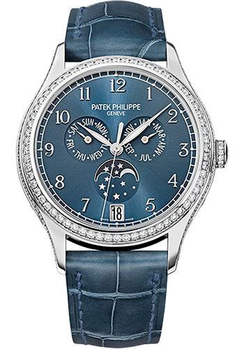 Patek Philippe 38mm Ladies Complications Annual Calender Watch Blue Dial 4947G - Luxury Time NYC INC