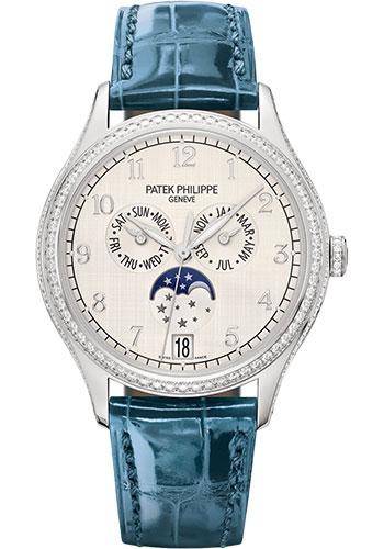 Patek Philippe 38mm Ladies Complications Annual Calender Watch Silver Dial 4947G - Luxury Time NYC INC