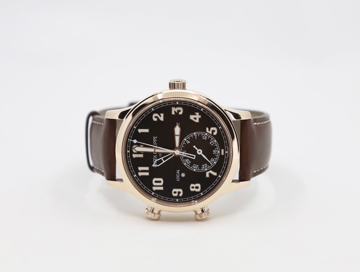 Patek Philippe 42mm Complications Calatrava Pilot Travel Time - 42mm - Rose Gold - Brown Sunburst Dial Brown Dial 5524R - Luxury Time NYC INC