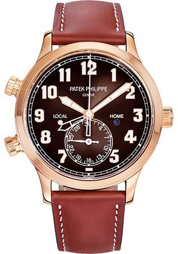 Patek Philippe 42mm Complications Calatrava Pilot Travel Time - 42mm - Rose Gold - Brown Sunburst Dial Brown Dial 5524R - Luxury Time NYC INC