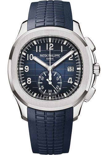 Patek Philippe Aquanaut Selfwinding Chronograph - 42.2 mm White Gold Case - Blue Dial - Midnight Blue Composite Strap - 5968G-001 - Luxury Time NYC