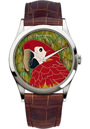 Patek Philippe Calatrave Red Macaw Cloisonne Watch - 5077P-080 - Luxury Time NYC