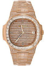 Patek Philippe Nautilus - 40mm Rose Gold Diamond Paved Case - Diamond Paved Dial - Diamond Paved Bracelet - 5719/10R-010 - Luxury Time NYC