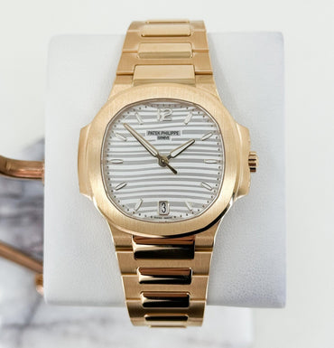 Patek Philippe Nautilus Ladies Automatic - 35.2 mm - Rose Gold - Silver Opaline Dial - 7118/1R-001 - Luxury Time NYC