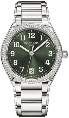 Patek Philippe Twenty~4 Automatic Round Olive Green Sunburst Dial Ladies Watch - 7300/1200A-011 - Luxury Time NYC