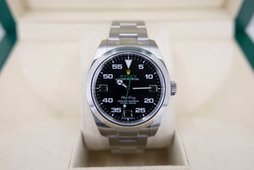 Rolex Air-King Stainless Steel Black Arabic Dial 40mm Green Hand Oyster Bracelet 116900 - Luxury Time NYC