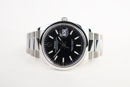 Rolex Datejust 36 Stainless Steel Black Index Dial & Smooth Domed Bezel Oyster Bracelet 126200 - Luxury Time NYC