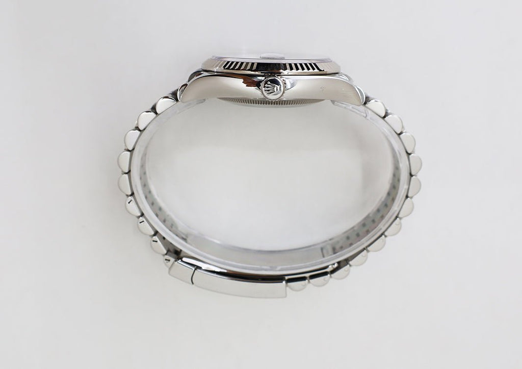 Rolex Datejust 36 White Gold/Steel Blue Diamond Dial & Fluted Bezel Jubilee Bracelet 126234 - Luxury Time NYC