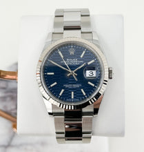 Load image into Gallery viewer, Rolex Datejust 36 White Gold/Steel Blue Motif Index Dial &amp; Fluted Bezel Oyster Bracelet 126234 - Luxury Time NYC