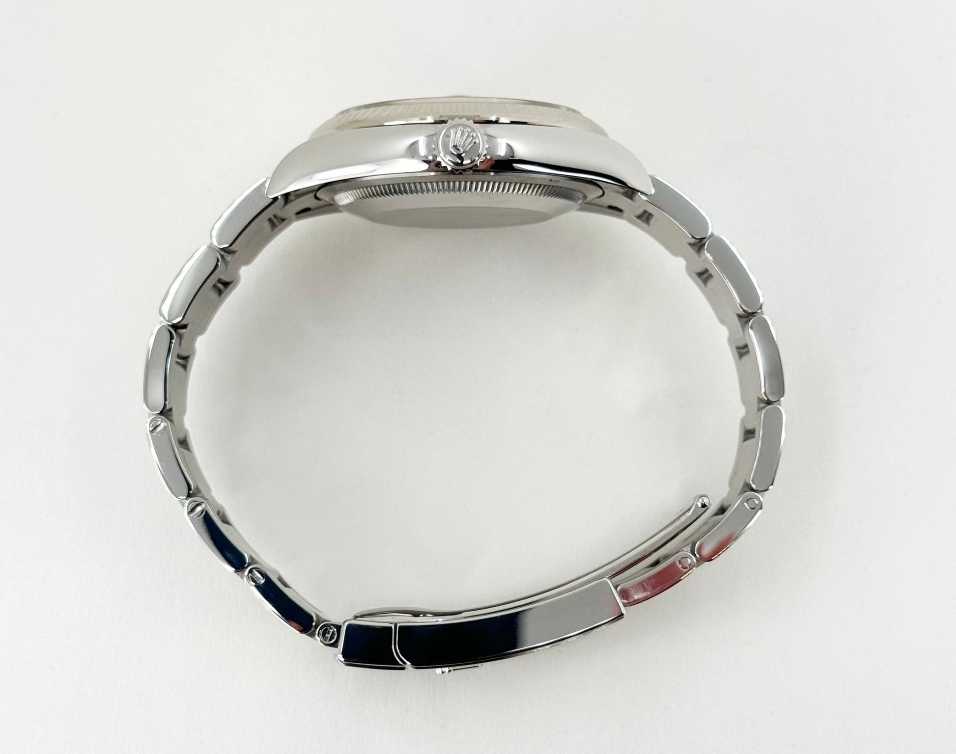 Rolex Datejust 36 White Gold/Steel Blue Motif Index Dial & Fluted Bezel Oyster Bracelet 126234 - Luxury Time NYC