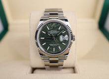 Load image into Gallery viewer, Rolex Datejust 36 White Gold/Steel Green Palm Motif Index Dial &amp; Fluted Bezel Oyster Bracelet 126234 - Luxury Time NYC