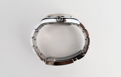 Rolex Datejust 36 White Gold/Steel Green Palm Motif Index Dial & Fluted Bezel Oyster Bracelet 126234 - Luxury Time NYC