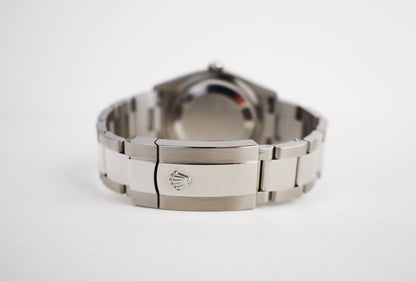 Rolex Datejust 36 White Gold/Steel Green Palm Motif Index Dial & Fluted Bezel Oyster Bracelet 126234 - Luxury Time NYC