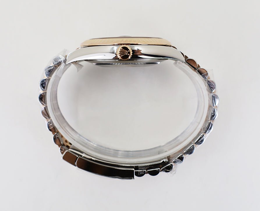 Rolex Datejust 41 Rose Gold/Steel Chocolate Diamond Dial Fluted Bezel Jubilee Bracelet 126331 - Luxury Time NYC