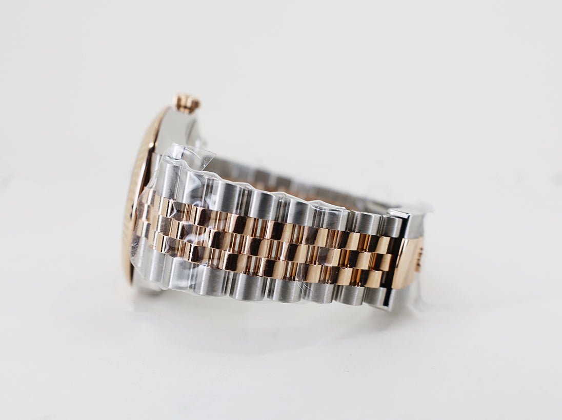 Rolex Datejust 41 Rose Gold/Steel Chocolate Diamond Dial Fluted Bezel Jubilee Bracelet 126331 - Luxury Time NYC