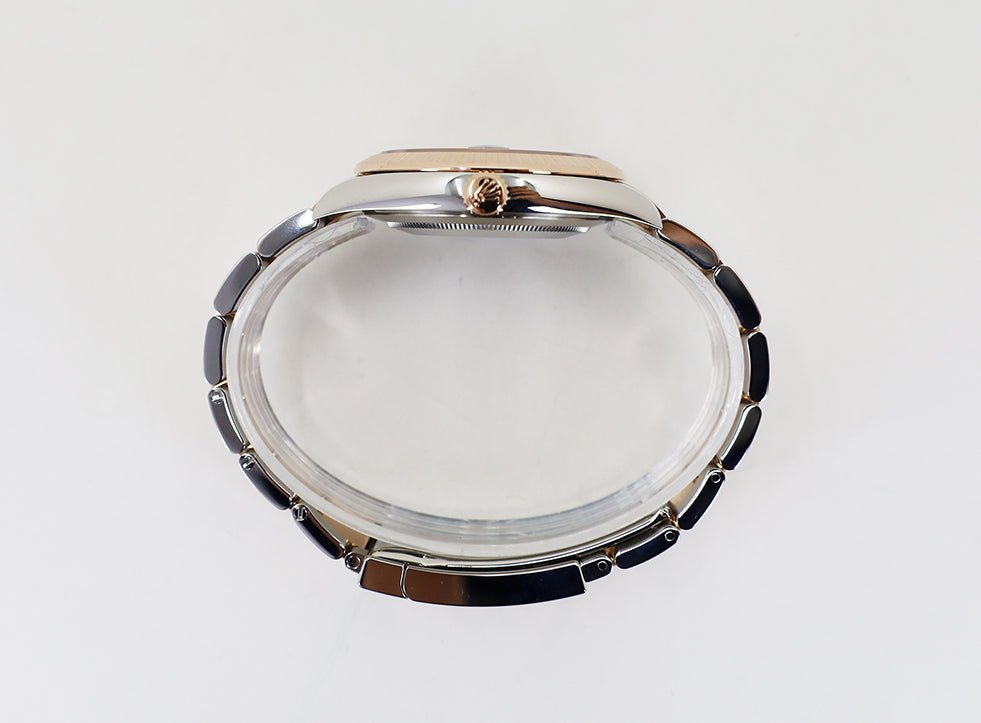 Rolex Datejust 41 Rose Gold/Steel Chocolate Index Dial Fluted Bezel Oyster Bracelet 126331 - Luxury Time NYC