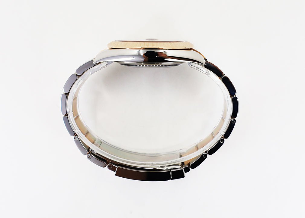 Rolex Datejust 41 Rose Gold/Steel Chocolate Index Dial Fluted Bezel Oyster Bracelet 126331 - Luxury Time NYC