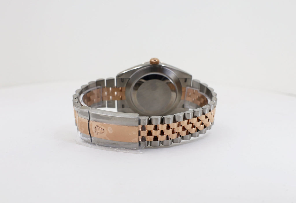 Rolex Datejust 41 Rose Gold/Steel Slate Roman Dial Fluted Bezel Jubilee Bracelet 126331 - Luxury Time NYC