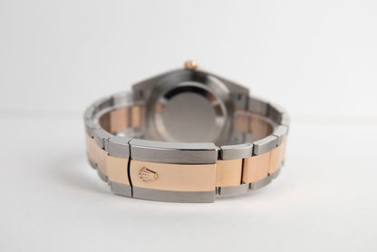 Rolex Datejust 41 Rose Gold/Steel White Mother of Pearl Diamond Dial Smooth Bezel Oyster Bracelet 126301 - Luxury Time NYC