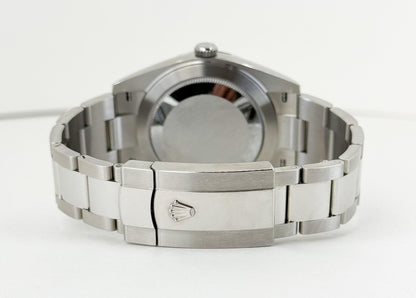 Rolex Datejust 41 Stainless Steel Dark Rhodium Index Dial Smooth Bezel Oyster Bracelet 126300 - Luxury Time NYC