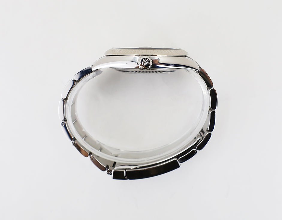 Rolex Datejust 41 White Gold/Steel Black Diamond Dial Fluted Bezel Oyster Bracelet 126334 - Luxury Time NYC