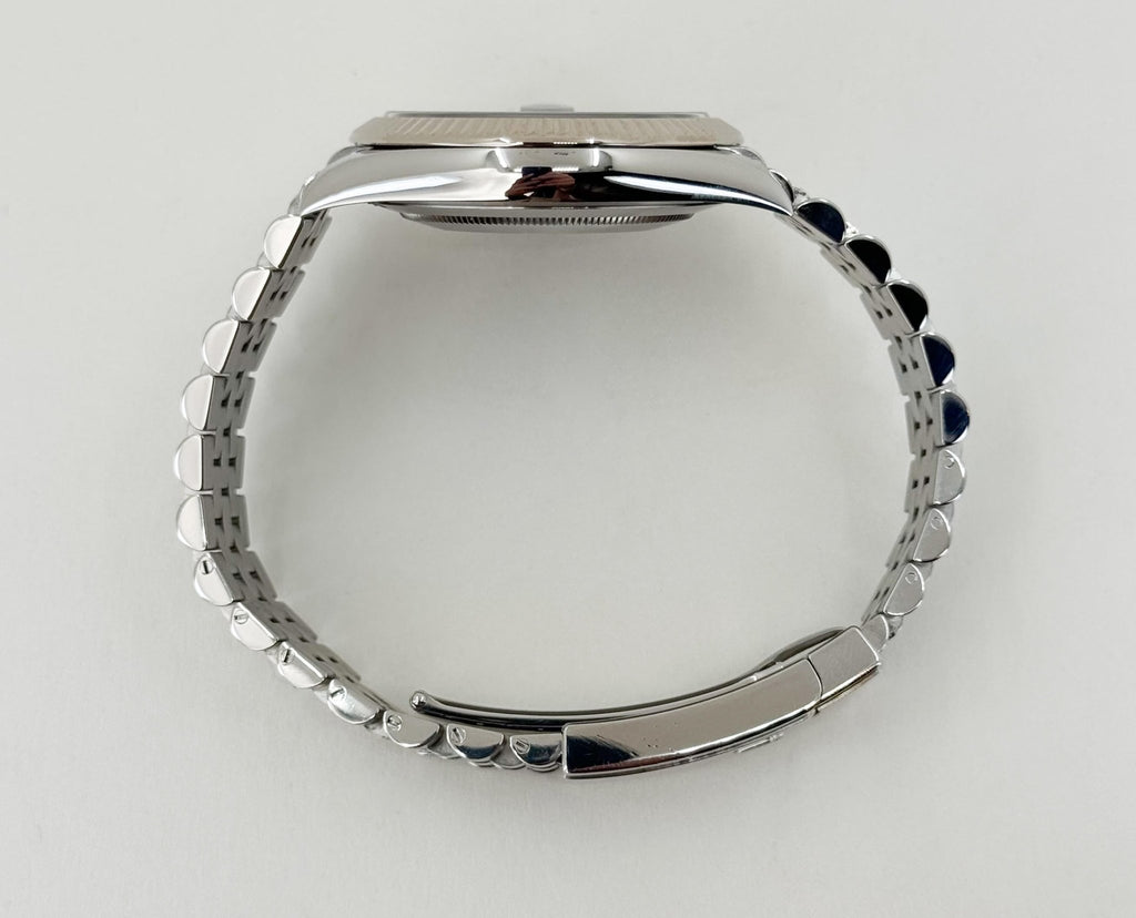 Rolex Datejust 41 White Gold/Steel Blue Diamond Dial Fluted Bezel Jubilee Bracelet 126334 - Luxury Time NYC