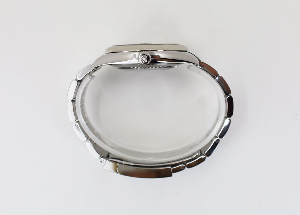 Rolex Datejust 41 White Gold/Steel Slate Roman Dial Fluted Bezel Oyster Bracelet 126334 - Luxury Time NYC