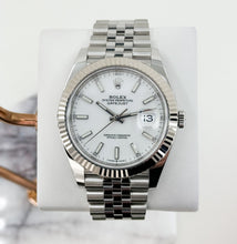 Load image into Gallery viewer, Rolex Datejust 41 White Gold/Steel White Index Dial Fluted Bezel Jubilee Bracelet 126334 - Luxury Time NYC