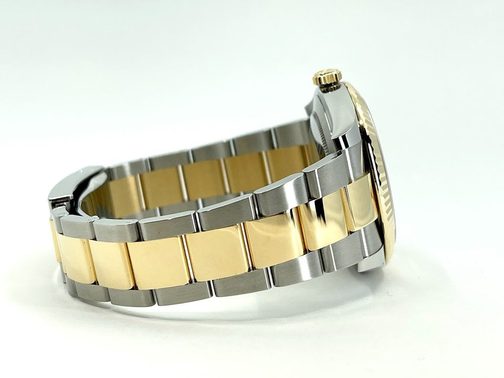 Rolex Datejust 41 Yellow Gold/Steel Slate Roman Dial Fluted Bezel Oyster Bracelet 126333 - Luxury Time NYC INC