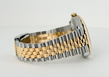 Rolex Datejust 41 Yellow Gold/Steel White Index Dial Fluted Bezel Jubilee Bracelet 126333 - Luxury Time NYC