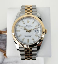 Load image into Gallery viewer, Rolex Datejust 41 Yellow Gold/Steel White Index Dial Fluted Bezel Jubilee Bracelet 126333 - Luxury Time NYC
