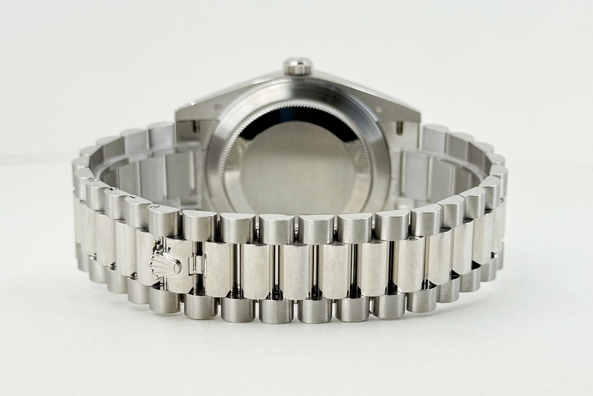 Rolex Day-Date 40 Platinum Ice Blue Quadrant Roman Dial Roman Dial & Smooth Bezel President Bracelet 228206 - Luxury Time NYC