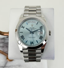 Load image into Gallery viewer, Rolex Day-Date 40 Platinum Ice Blue Quadrant Roman Dial Roman Dial &amp; Smooth Bezel President Bracelet 228206 - Luxury Time NYC
