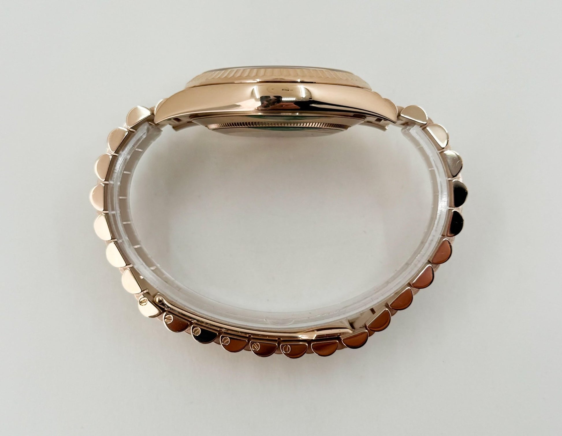 Rolex Day-Date 40 Rose Gold Chocolate Roman Dial & Fluted Bezel President Bracelet 228235 - Luxury Time NYC