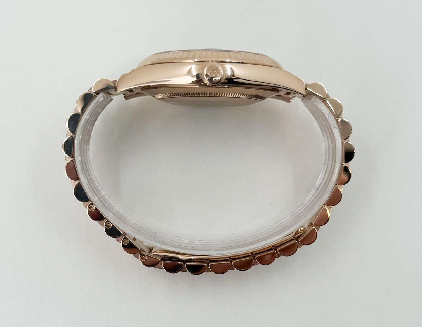 Rolex Day-Date 40 Rose Gold Chocolate Roman Dial & Fluted Bezel President Bracelet 228235 - Luxury Time NYC