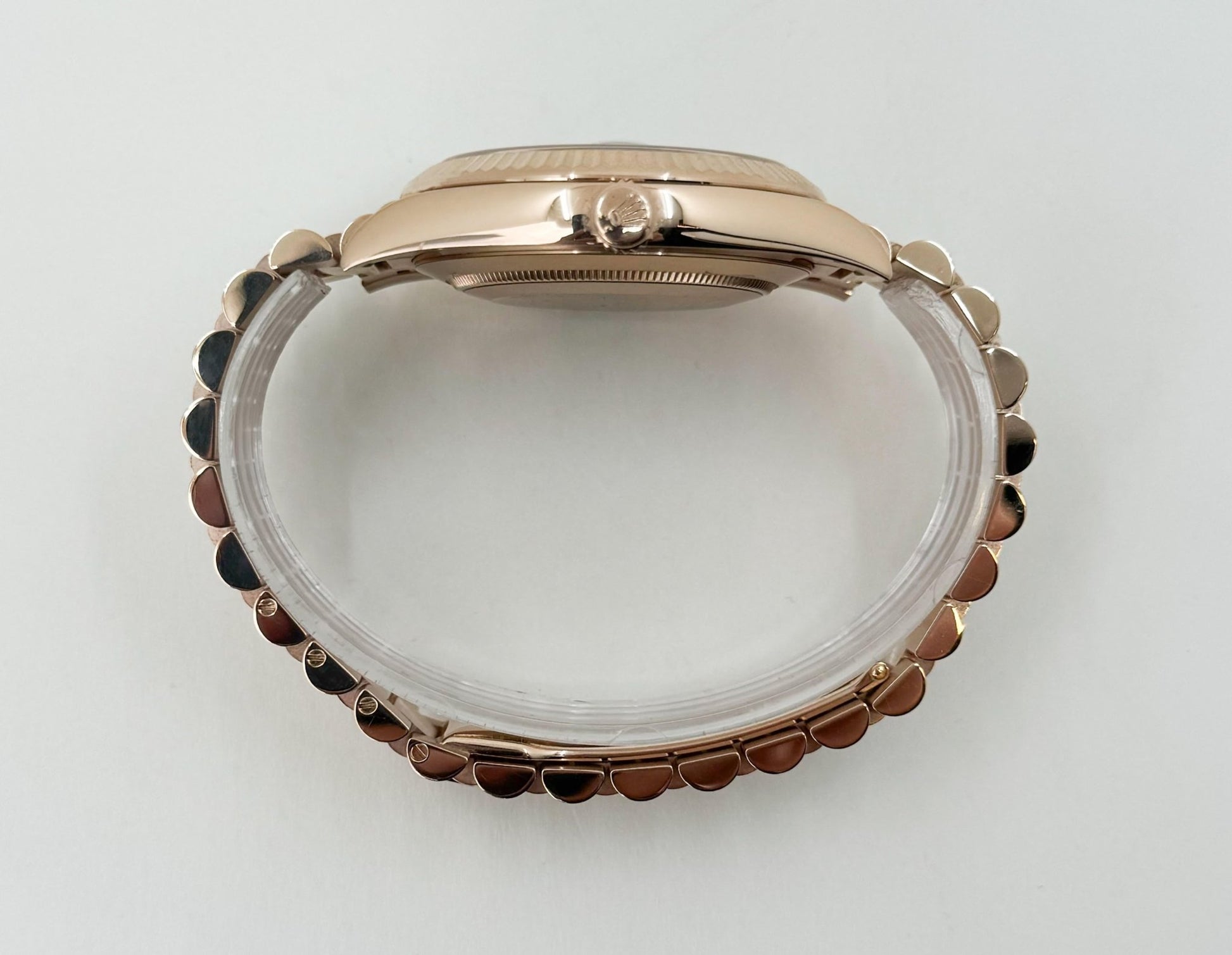 Rolex Day-Date 40 Rose Gold Chocolate Roman Dial & Fluted Bezel President Bracelet 228235 - Luxury Time NYC