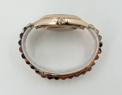 Rolex Day-Date 40 Rose Gold Chocolate Roman Dial & Fluted Bezel President Bracelet 228235 - Luxury Time NYC