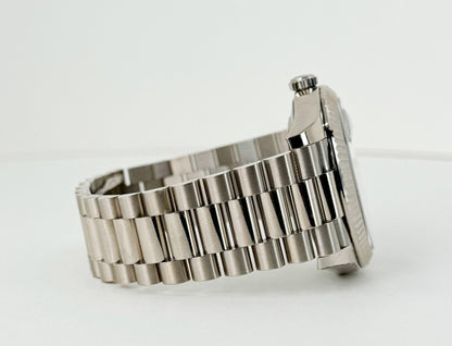 Rolex Day-Date 40 White Gold Slate Dial Index Dial & Fluted Bezel President Bracelet 228239 - Luxury Time NYC