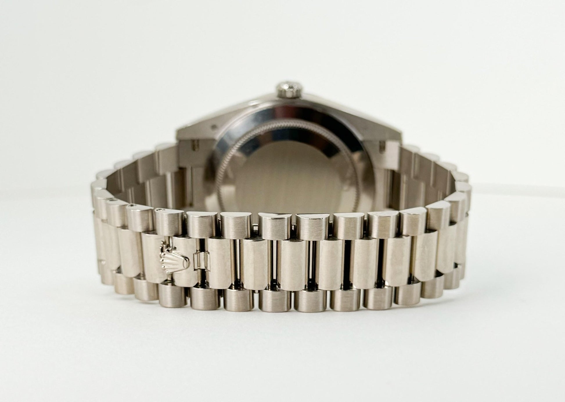 Rolex Day-Date 40 White Gold Slate Dial Index Dial & Fluted Bezel President Bracelet 228239 - Luxury Time NYC