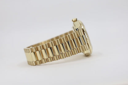 Rolex Day-Date 40 Yellow Gold Black Diagonal Motif Index Dial & Fluted Bezel President Bracelet 228238 - Luxury Time NYC INC