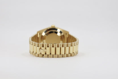 Rolex Day-Date 40 Yellow Gold Black Diagonal Motif Index Dial & Fluted Bezel President Bracelet 228238 - Luxury Time NYC INC