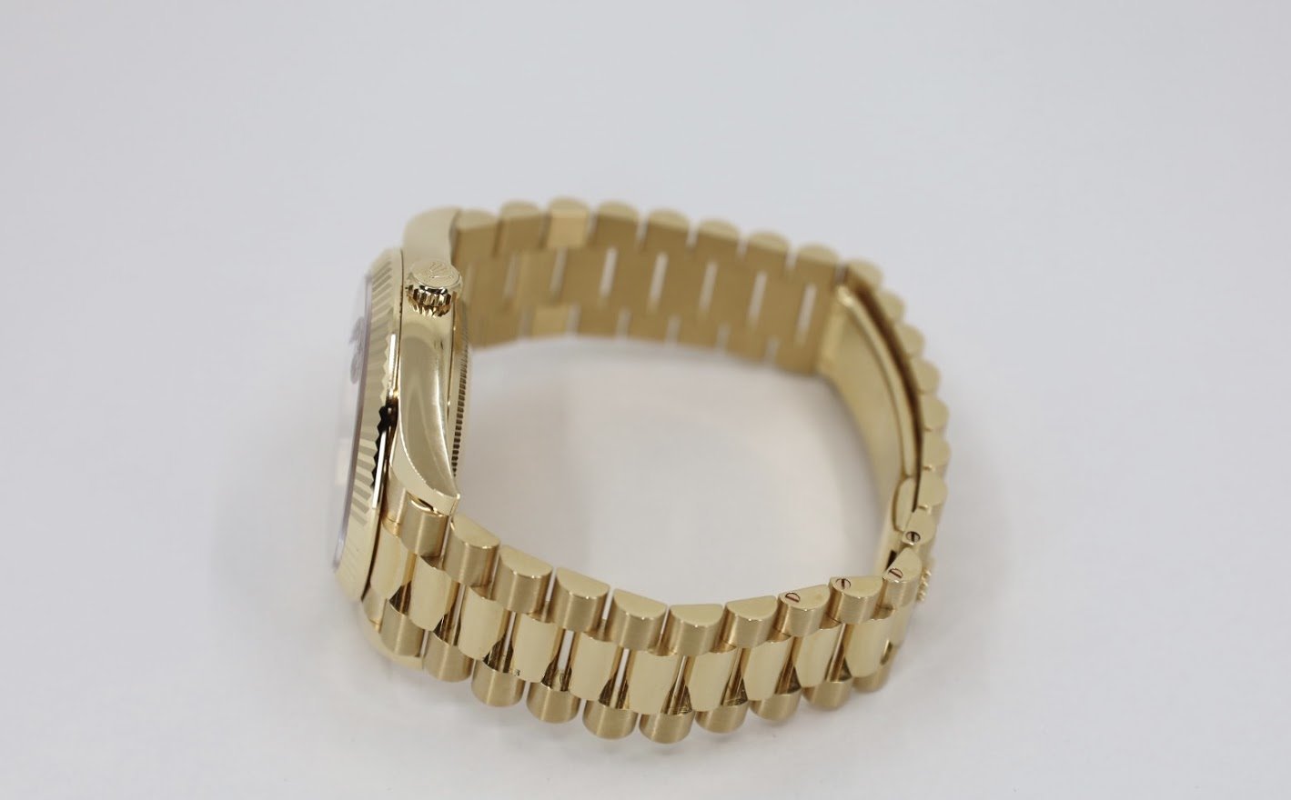 Rolex Day-Date 40 Yellow Gold Black Diagonal Motif Index Dial & Fluted Bezel President Bracelet 228238 - Luxury Time NYC INC