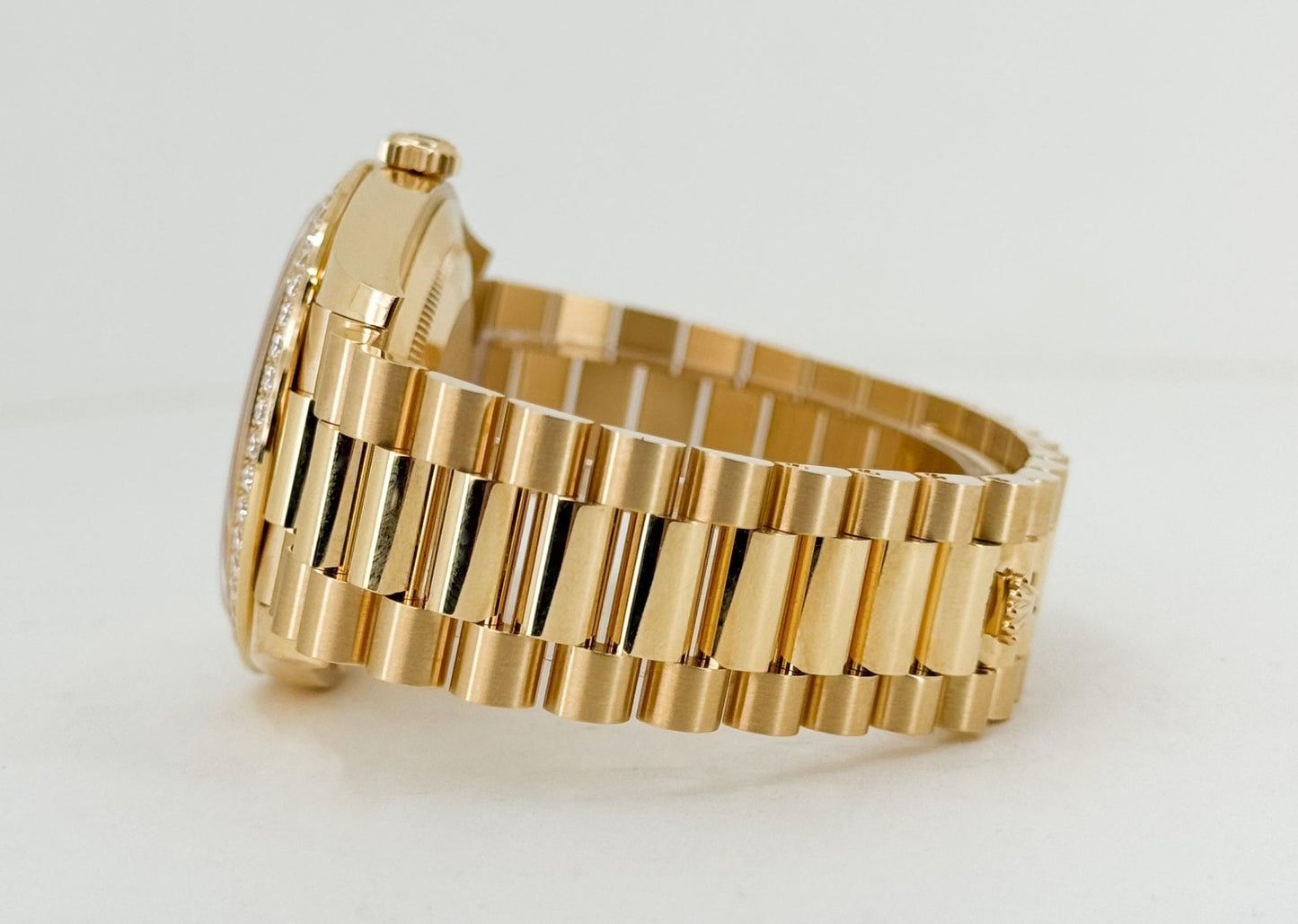 Rolex Day-Date 40 Yellow Gold Champagne Diamond Dial & Diamond Bezel President Bracelet 228348RBR - Luxury Time NYC