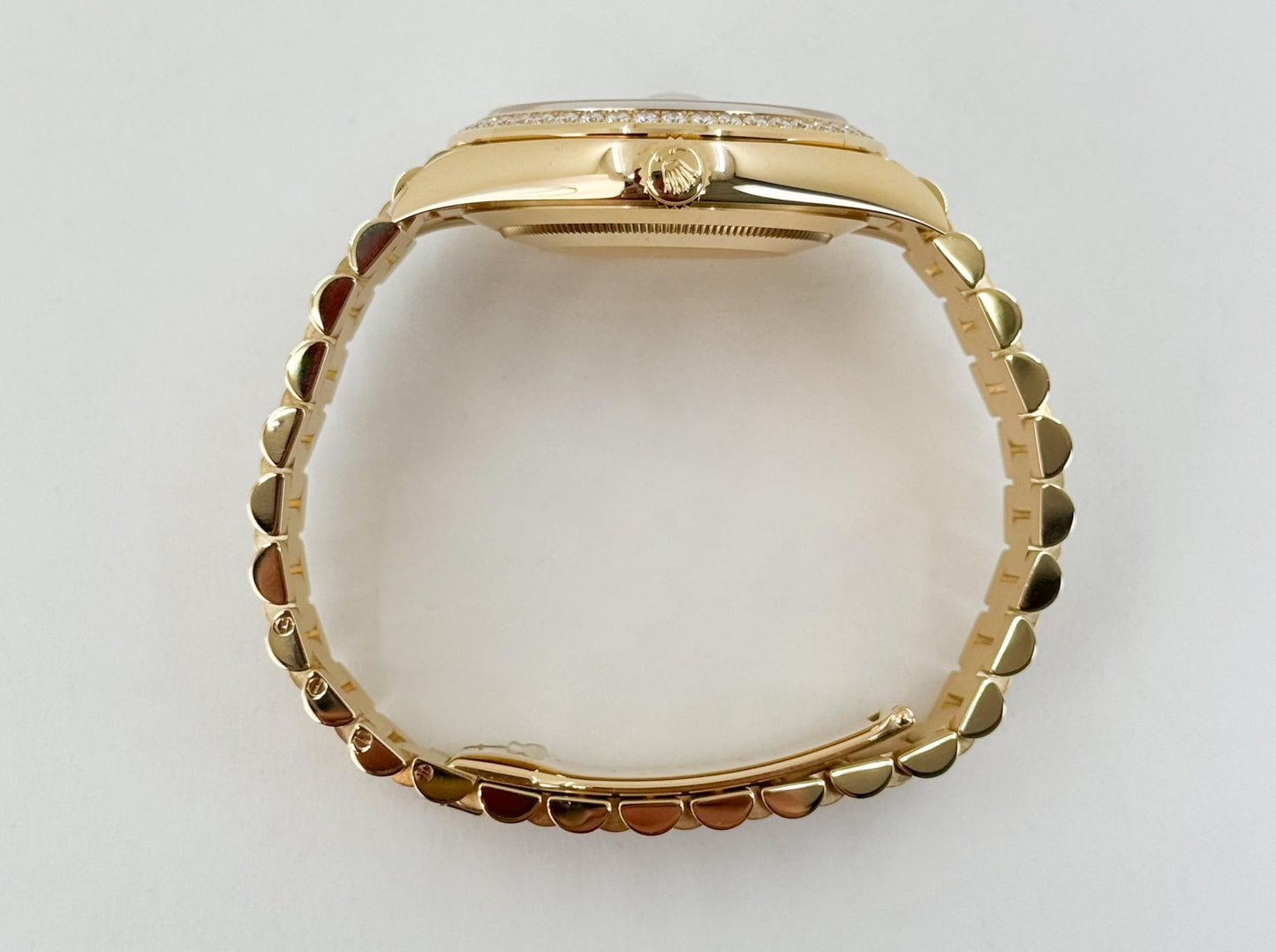 Rolex Day-Date 40 Yellow Gold Champagne Diamond Dial & Diamond Bezel President Bracelet 228348RBR - Luxury Time NYC