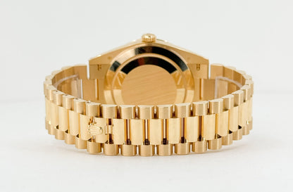 Rolex Day-Date 40 Yellow Gold Champagne Diamond Dial & Diamond Bezel President Bracelet 228348RBR - Luxury Time NYC