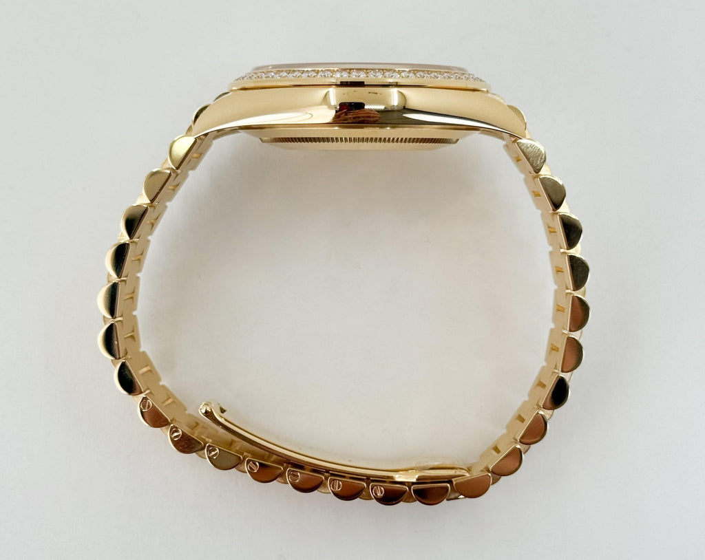 Rolex Day-Date 40 Yellow Gold Champagne Diamond Dial & Diamond Bezel President Bracelet 228348RBR - Luxury Time NYC