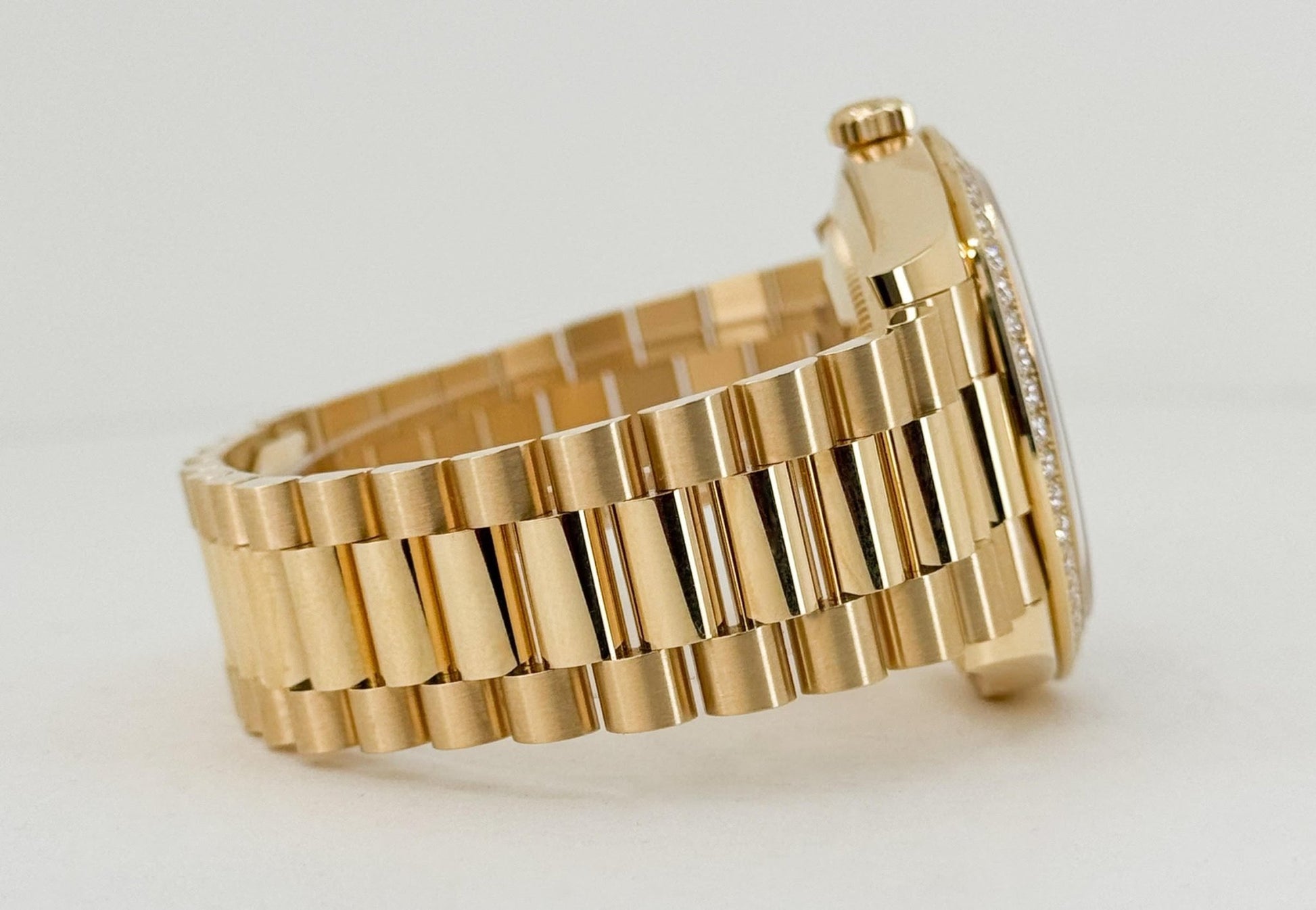 Rolex Day-Date 40 Yellow Gold Champagne Diamond Dial & Diamond Bezel President Bracelet 228348RBR - Luxury Time NYC