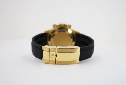 Rolex Daytona Yellow Gold White Index Dial Ceramic Bezel Oysterflex Rubber Bracelet 116518LN - Luxury Time NYC