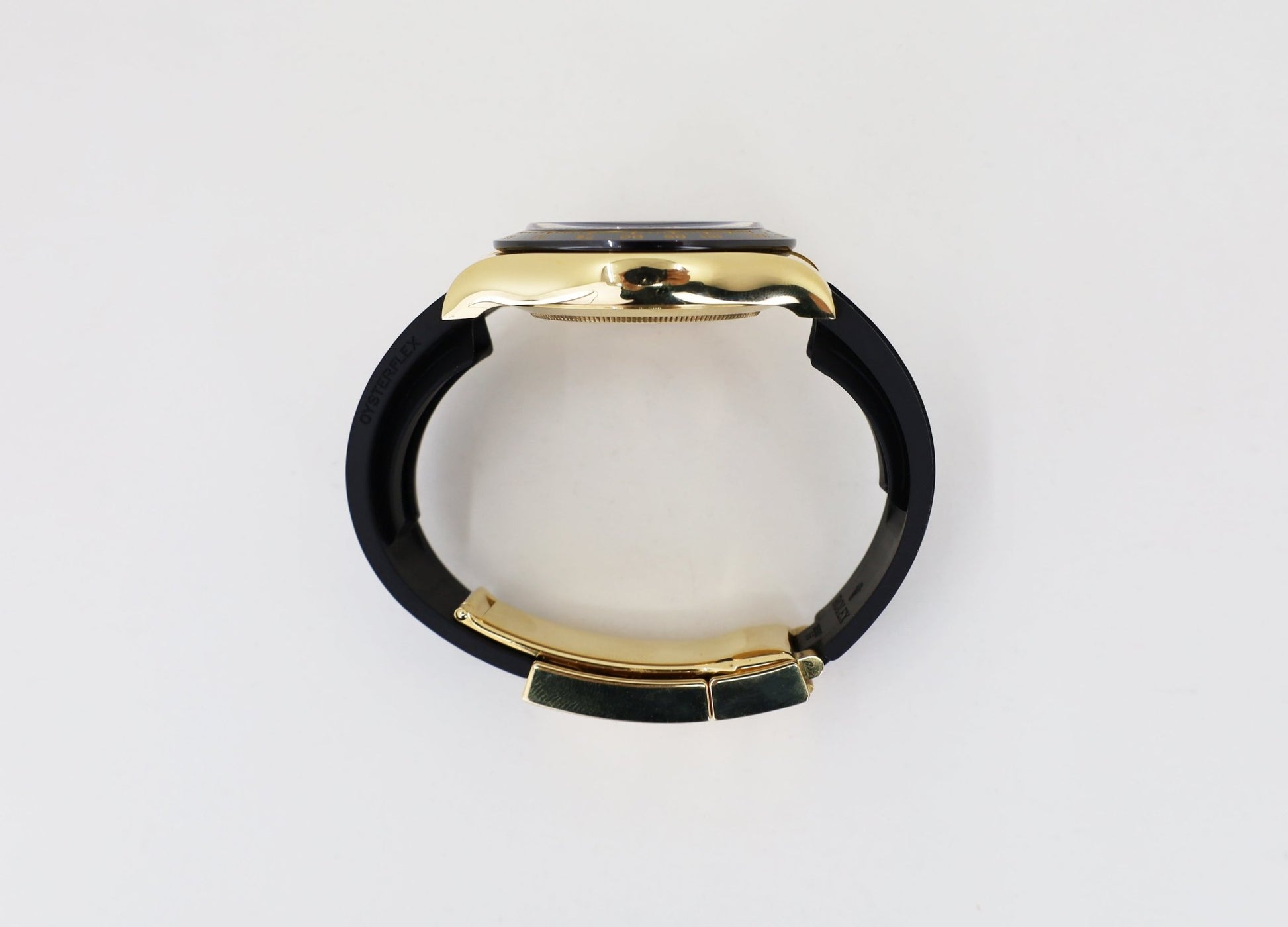 Rolex Daytona Yellow Gold White Index Dial Ceramic Bezel Oysterflex Rubber Bracelet 116518LN - Luxury Time NYC