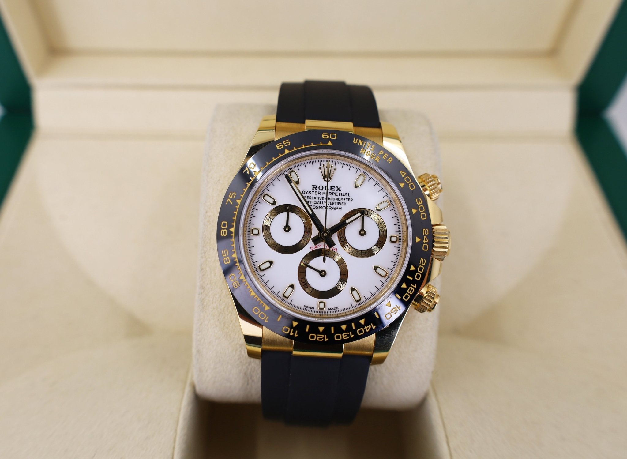 Rolex Daytona Yellow Gold White Index Dial Ceramic Bezel 116518LN